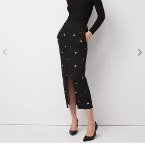 WHBM Embellished Denim Maxi Skirt